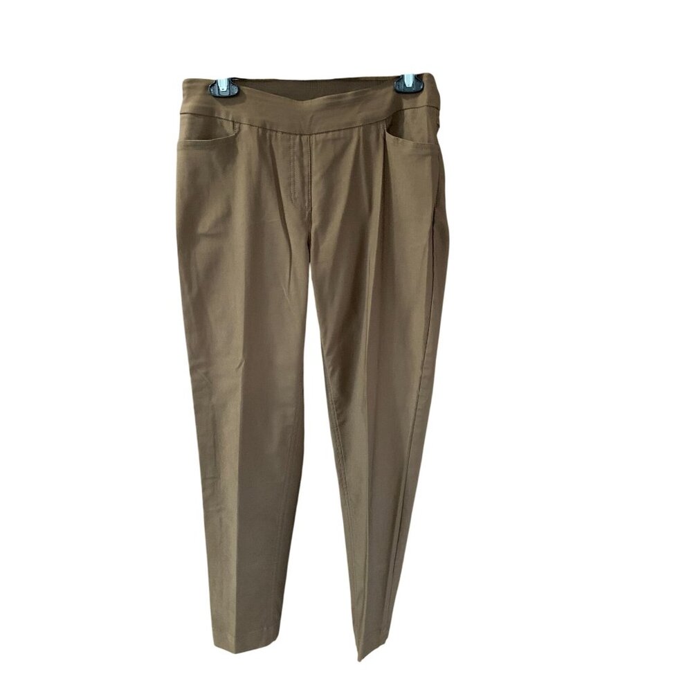 Multiples Slim Nation Women Size 4  brown Pull On Pants Pockets Dress Stretchy